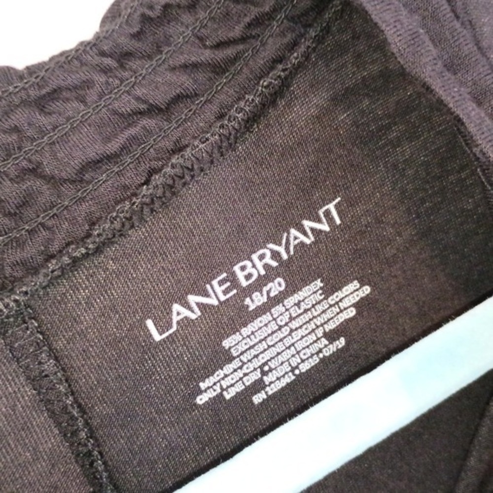 Lane Bryant Black Ruffle Mock Neck High-Low Swing Top Long Sleeve Plus 18/20 - Picture 5 of 8